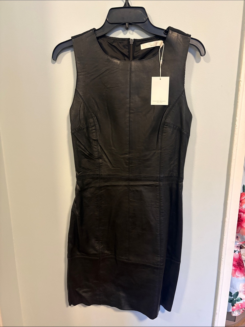 Walter Baker Black Leather Sleeveless Mini Dress